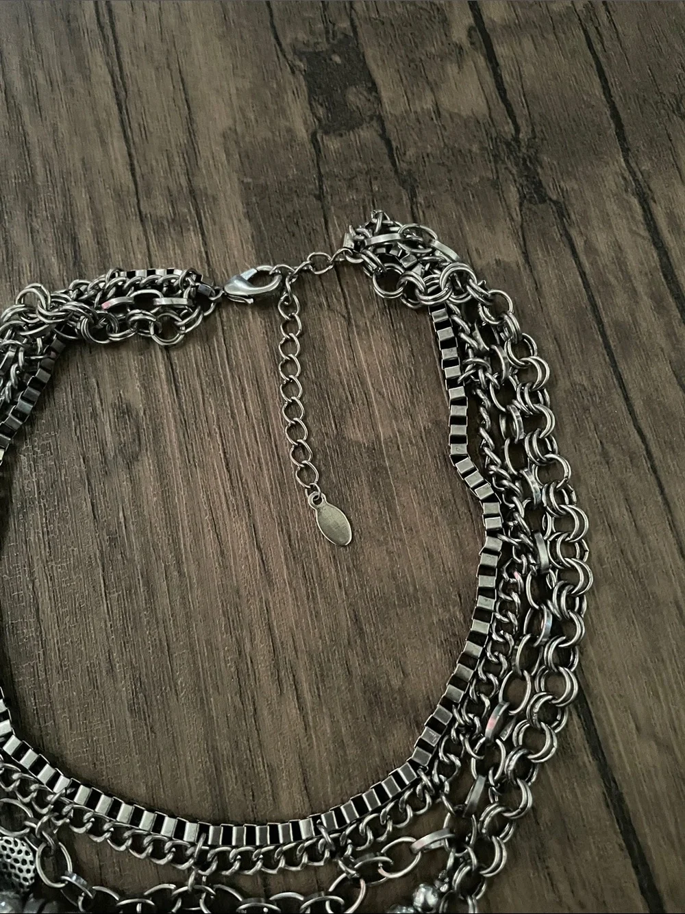 Aldo Silver Multi-Chain Fringe Pendant Necklace